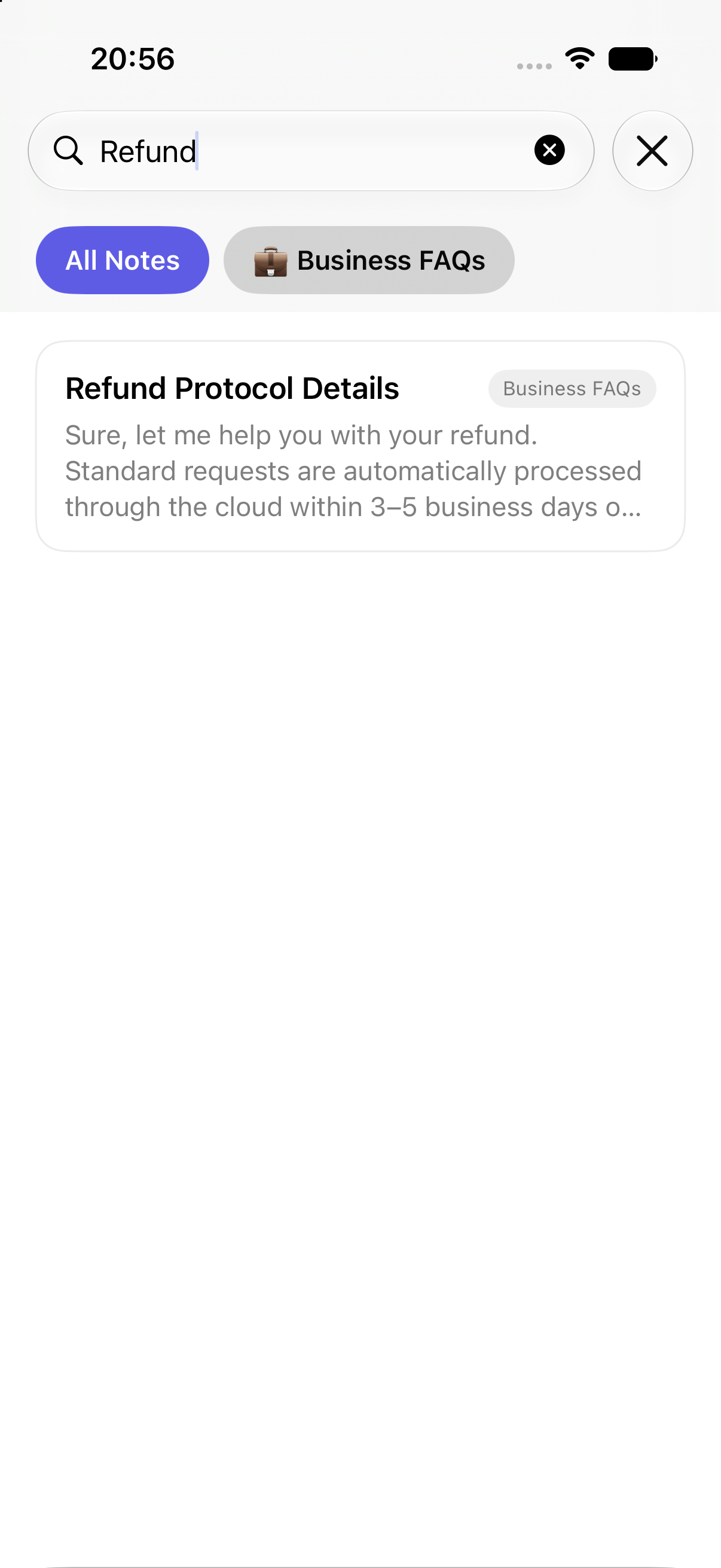 Searching for a refund reply in QuickCopy